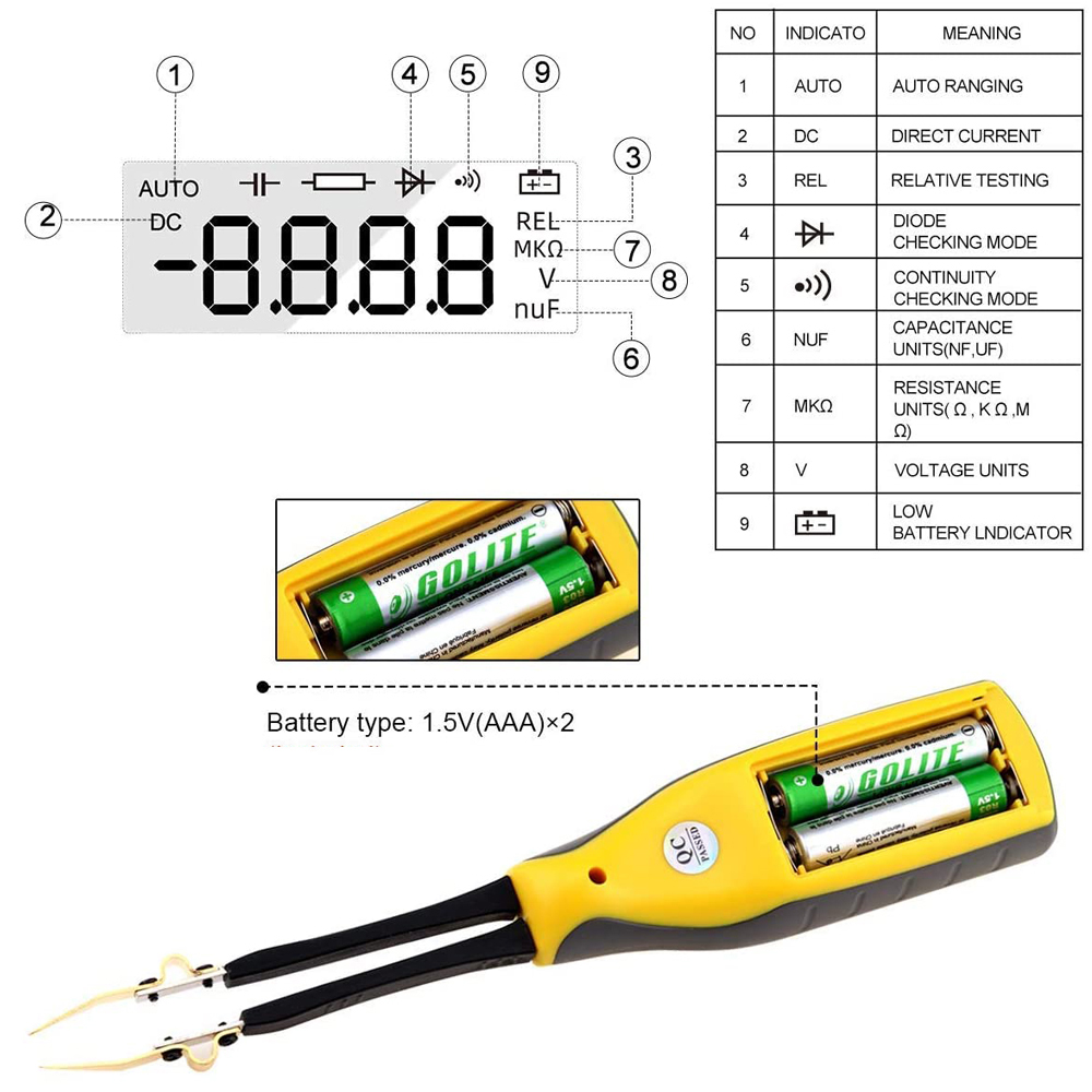 990C Smart SMD Tester Smart Pi - Smd Tweezer Set ulasan dan harga